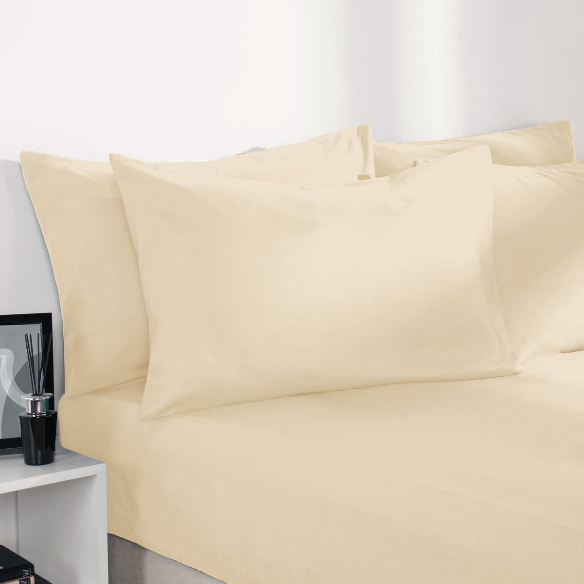 OHS Plain Duvet Cover & Pillowcase Reversible Bedding Set OR Fitted Sheet