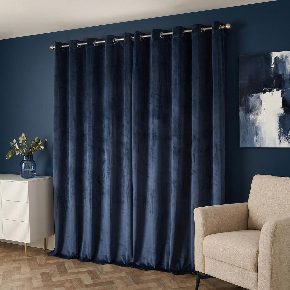 Thermal Matte Velvet Eyelet Curtains 2 Pair Of Ready Made Thick Fabric Ring Top