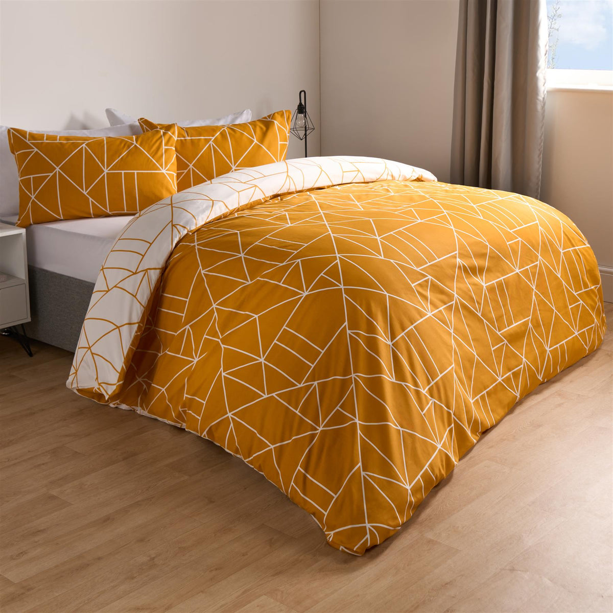 OHS Geometric Reversible Bedding Set Soft Quilt Duvet Cover with Pillowcase