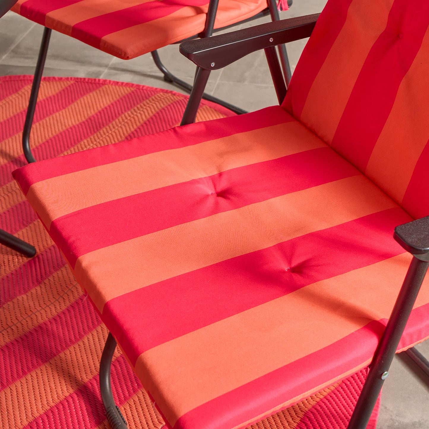 OHS Garden Seat Pad 2 Pack Stripe High Back Filled Chair Cushion Outdoor Indoor
