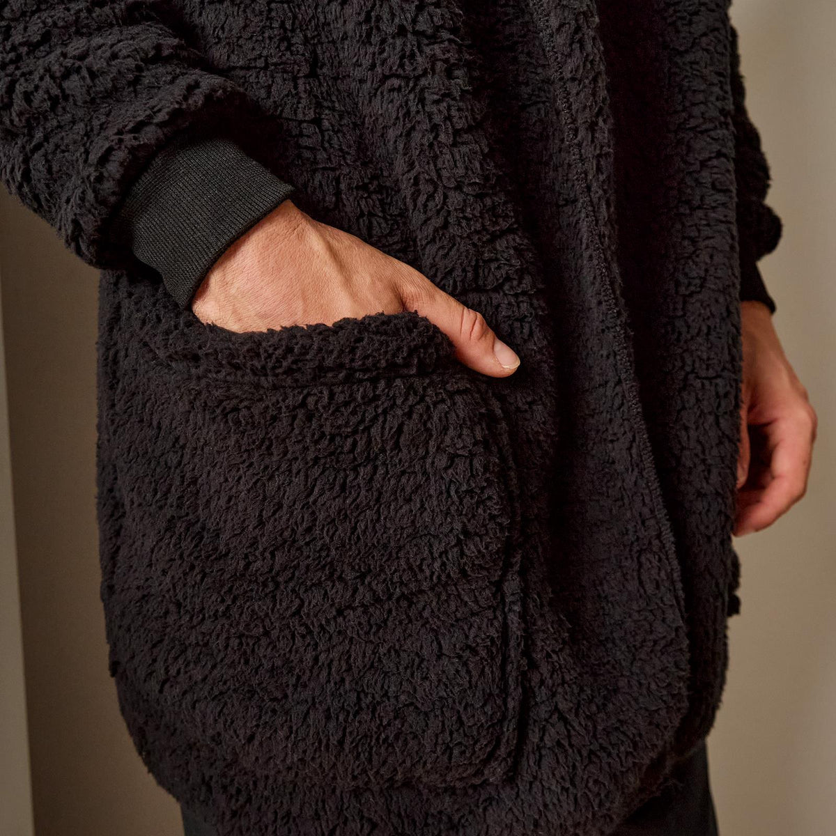 OHS Waterfall Cardigan Warm Teddy Fleece Open Front Wrap Loungewear Outwear