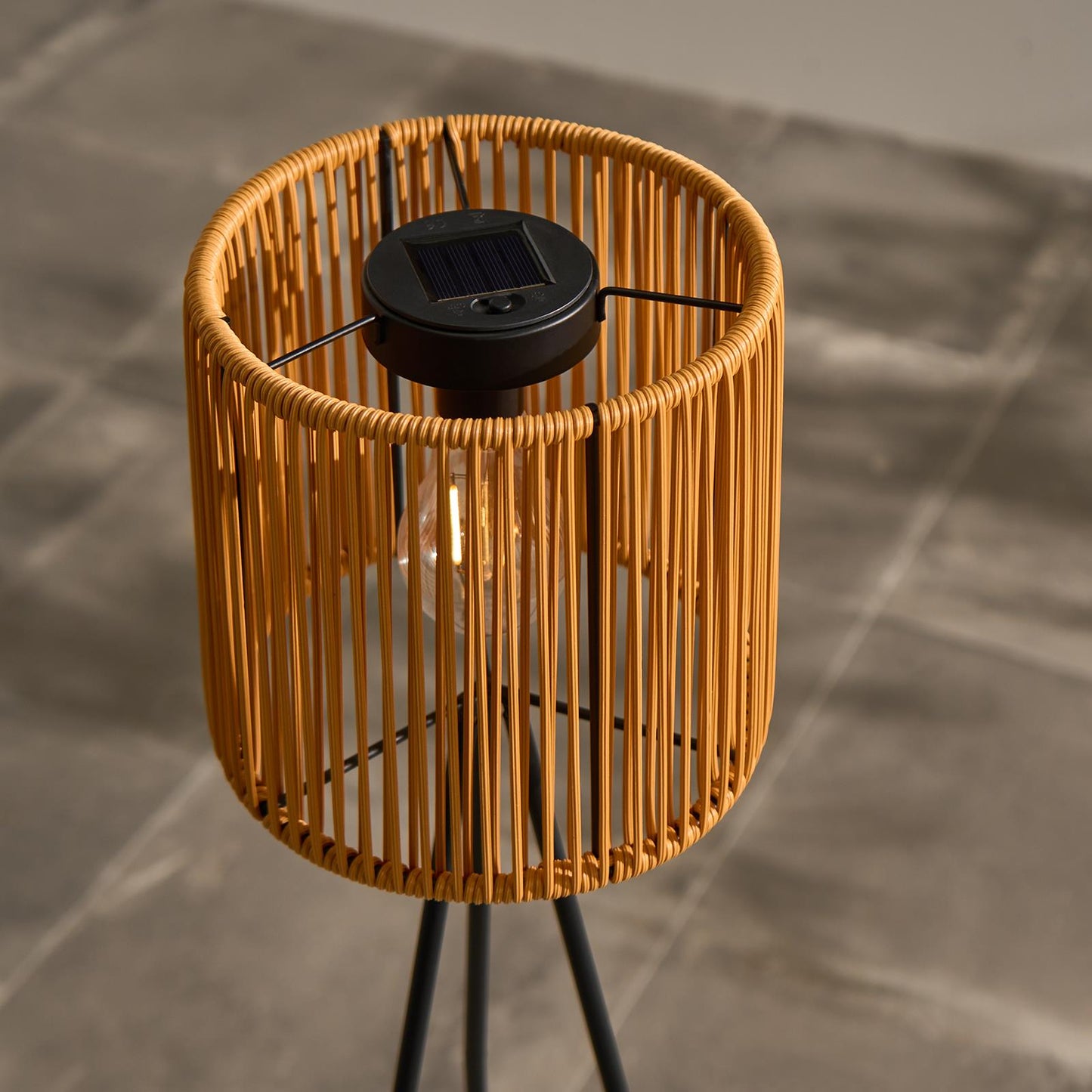 OHS Solar Floor Lamp Rattan Cordless Outdoor Garden Light Dusk Sensor