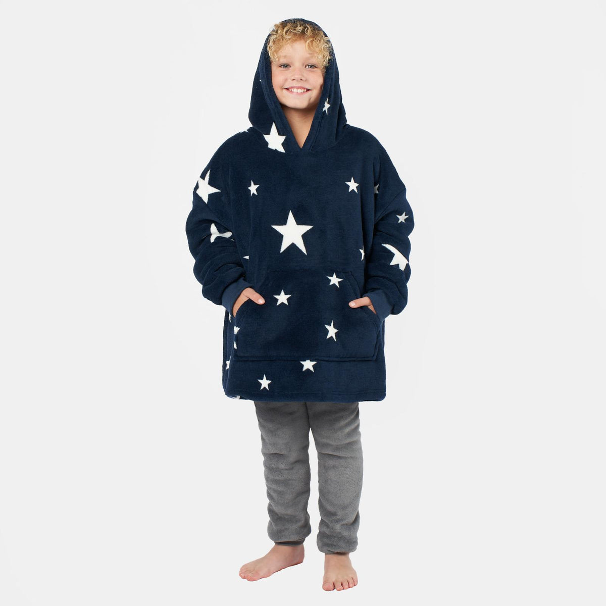 Kids Hoodie Blanket Oversized Sherpa Fleece Jumper Sweatshirt Soft Warm Throw