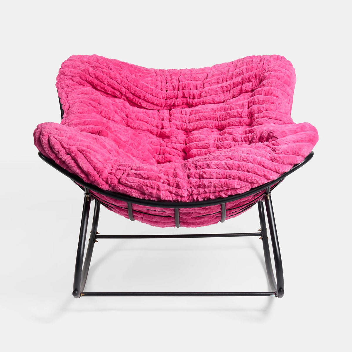 OHS Rocking Chair Ribbed or Smooth Faux Fur Upholstered Metal Frame Cushioned