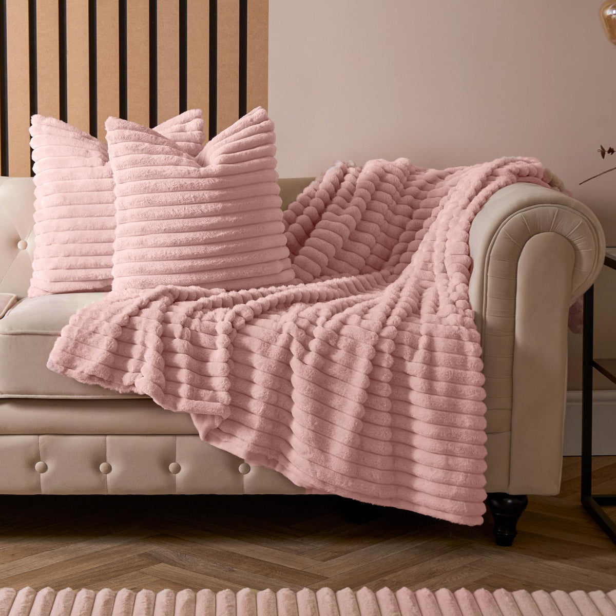 OHS Thick Rib Cushion Covers Faux Fur Soft Fleece Square Pillowcases Home Decor