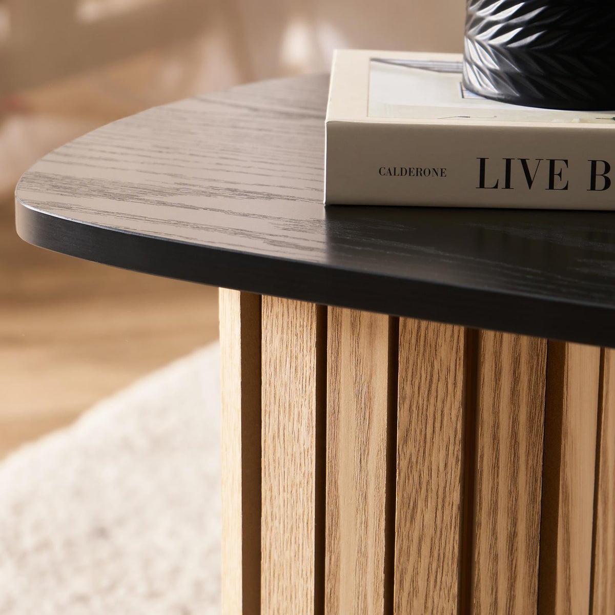 OHS Madison Coffee Table Ribbed Engineered Wood Side End Desk Home Decor