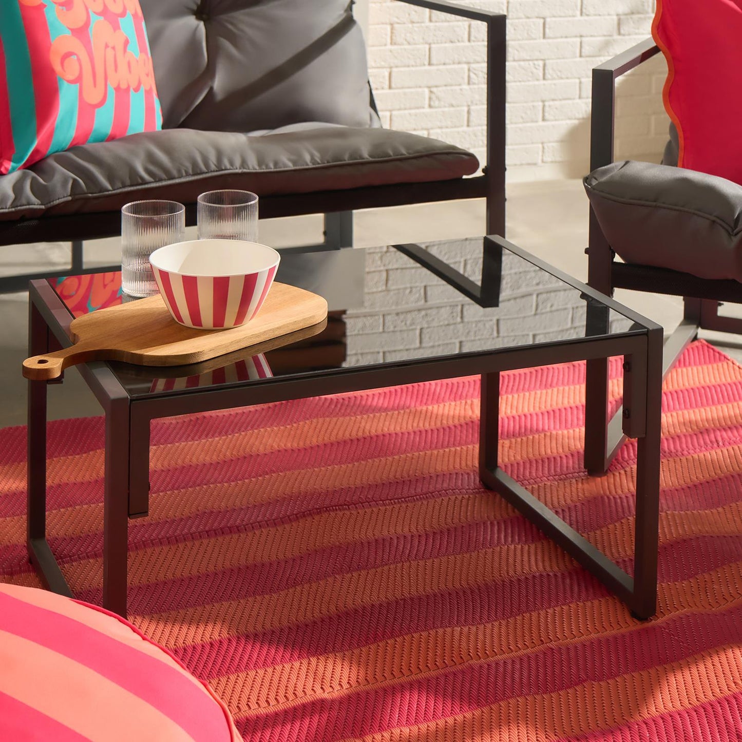 OHS Miami Table Chair Set 4PC Garden Patio Furniture Outdoor Metal Frame