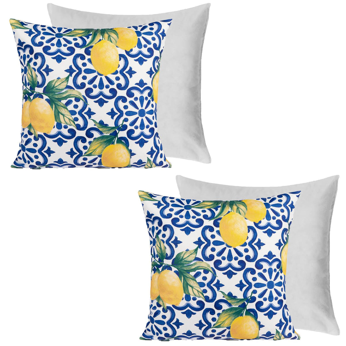Outdoor Cushion Cover Lemon Garden Water Resistant Filled Inserts Furniture Pads