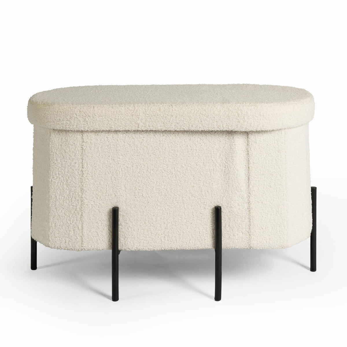 OHS Ottoman Boucle Storage Box Folding Footstool Cube Round Rectangle