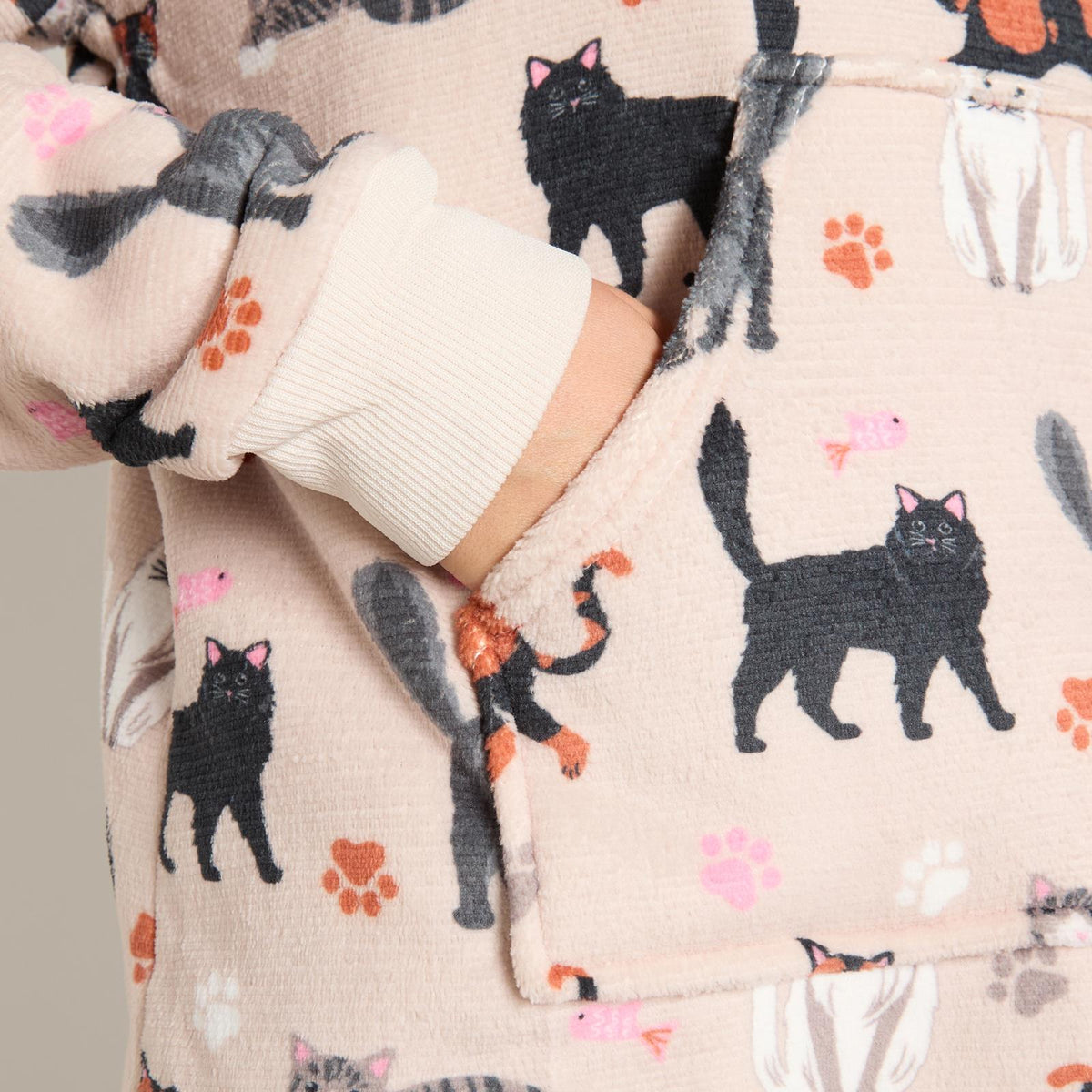 OHS Pet Print Loungewear Set Hoodie Blanket Sherpa Lined Fleece Winter Nightwear