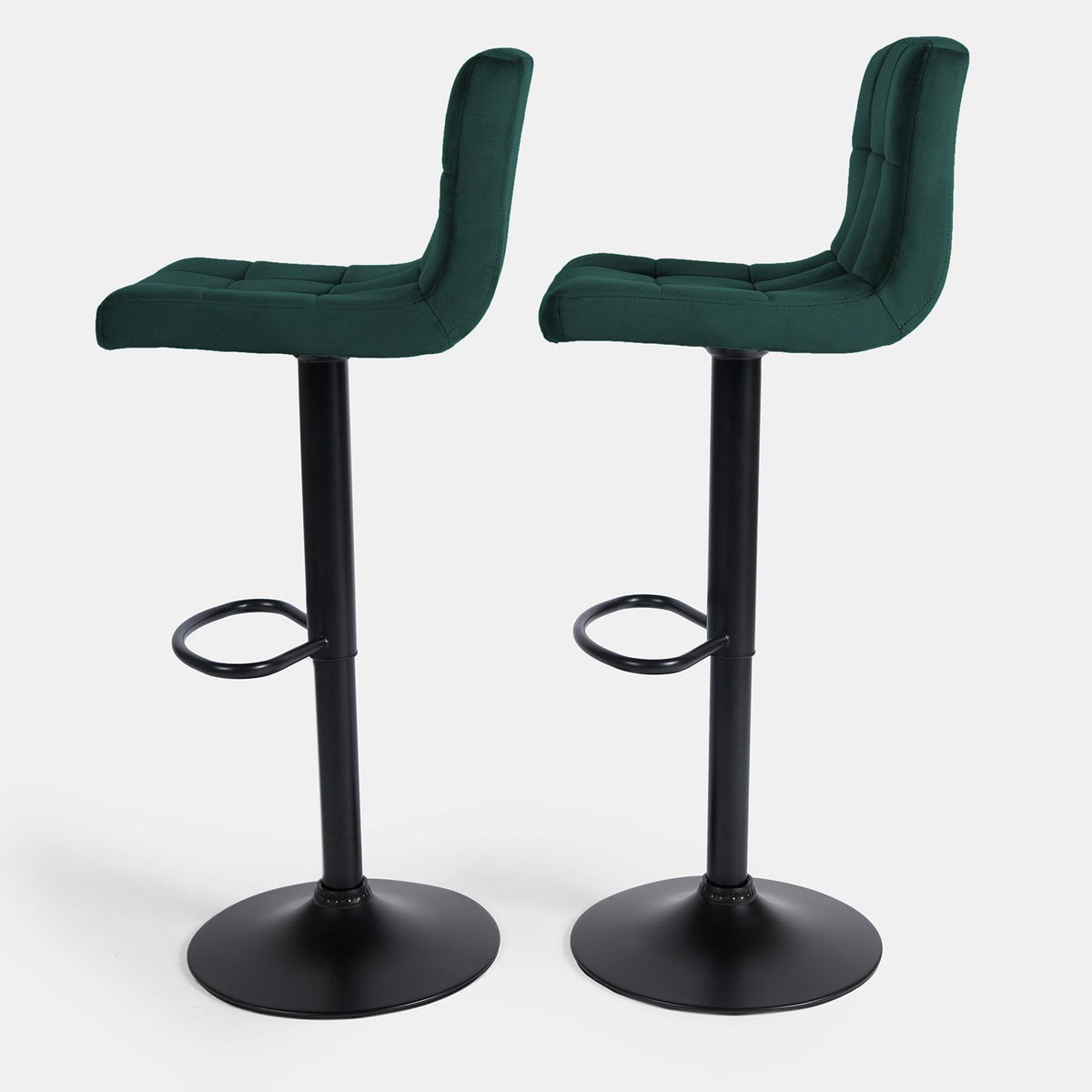 Adjustable Bar Stools x 2 Velvet Swivel Pub Seat Kitchen Breakfast Counter Chair