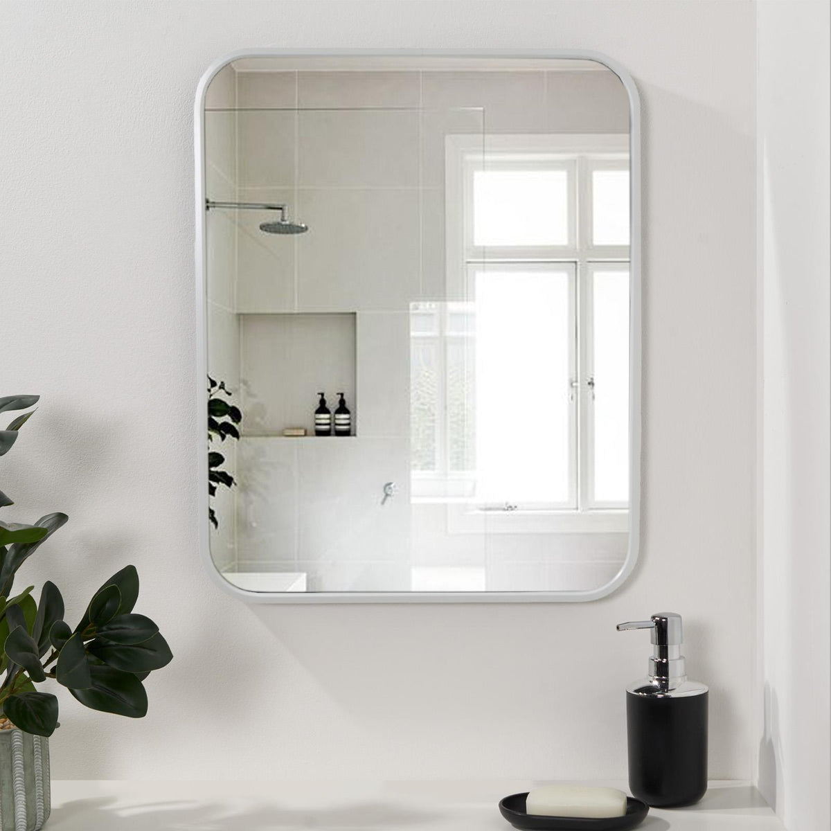 OHS Bathroom Mirror Metal Framed Vanity Wall Mounted Shower Home Decor