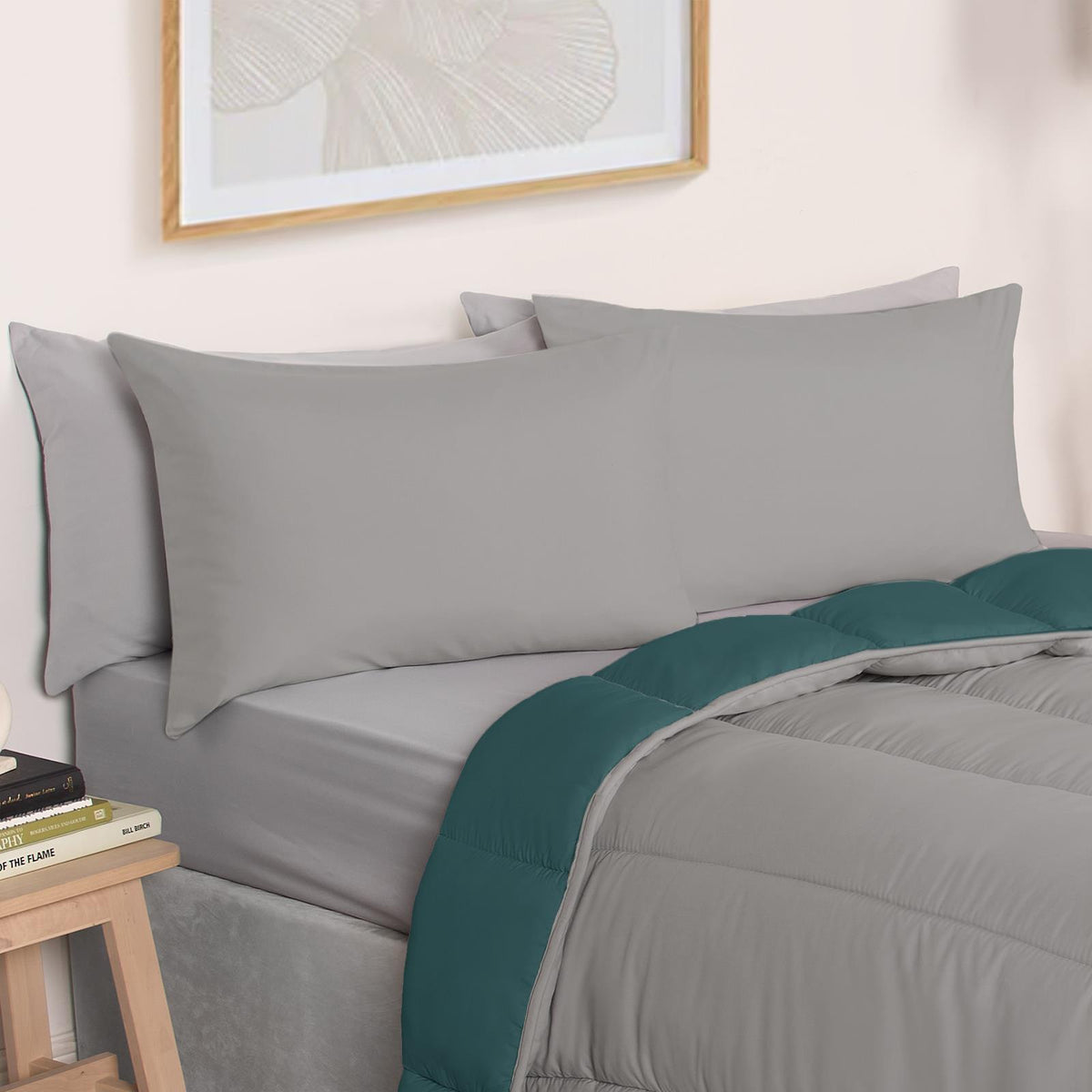 OHS Coverless Duvet & Pillowcase 10.5 Tog Bedding Set Easy Care Reversible