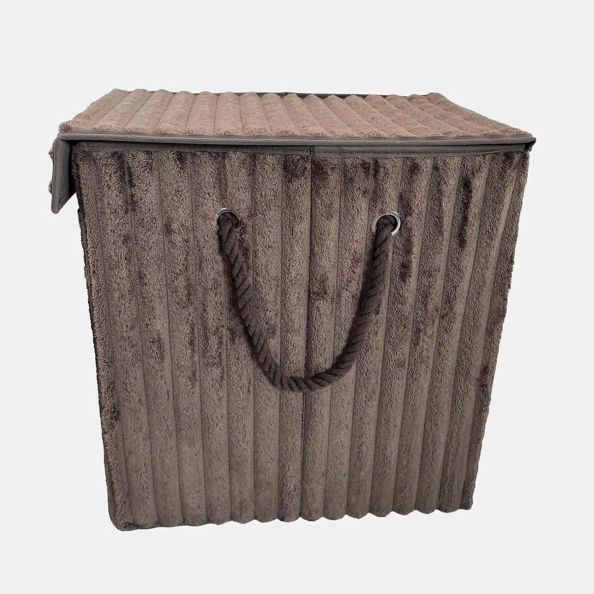 OHS Ribbed Laundry Basket with Lid Foldable Hamper Bag Washing Bin Storage