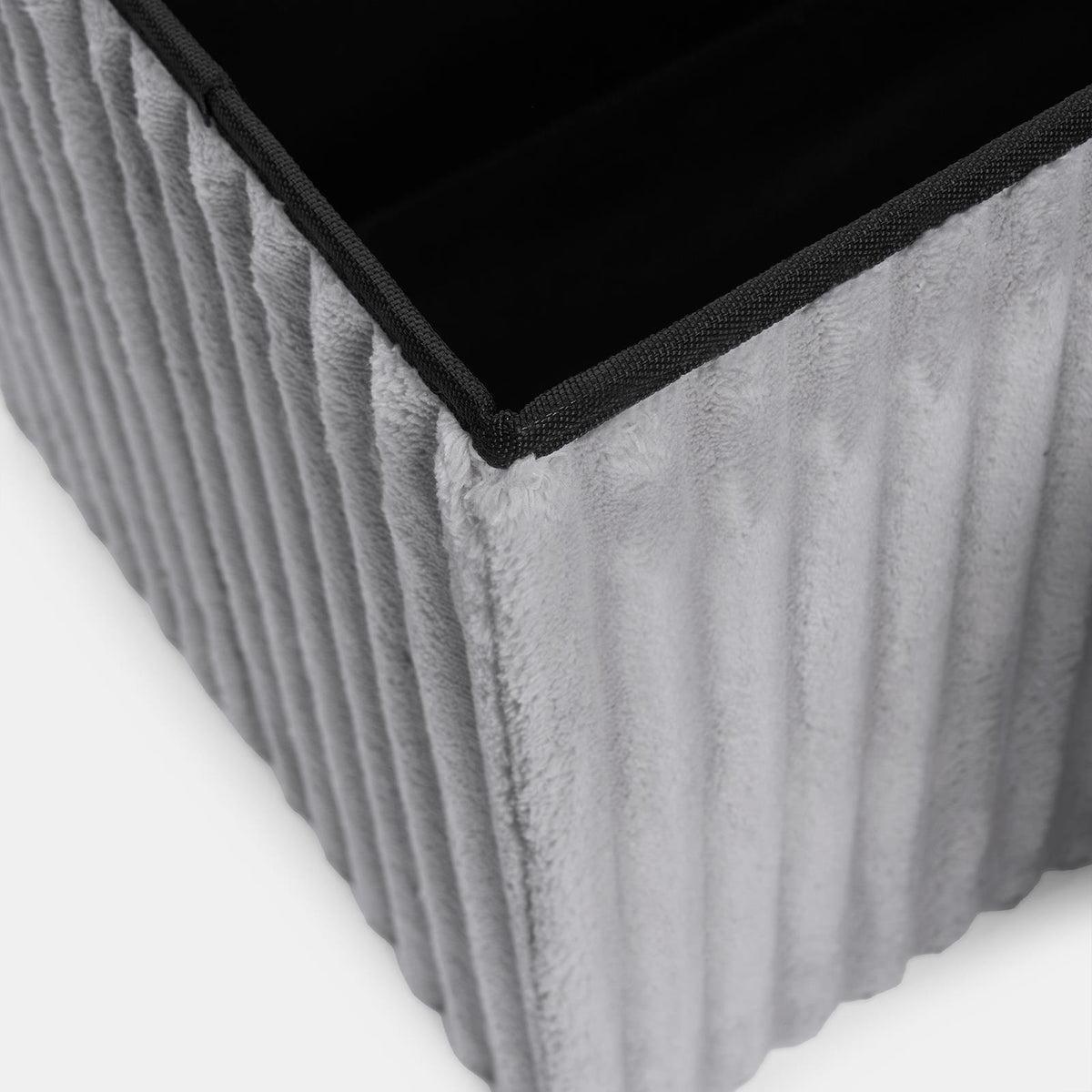 OHS Storage Box Lid Ottoman Folding Ribbed Fleece Footstool Tub Seat