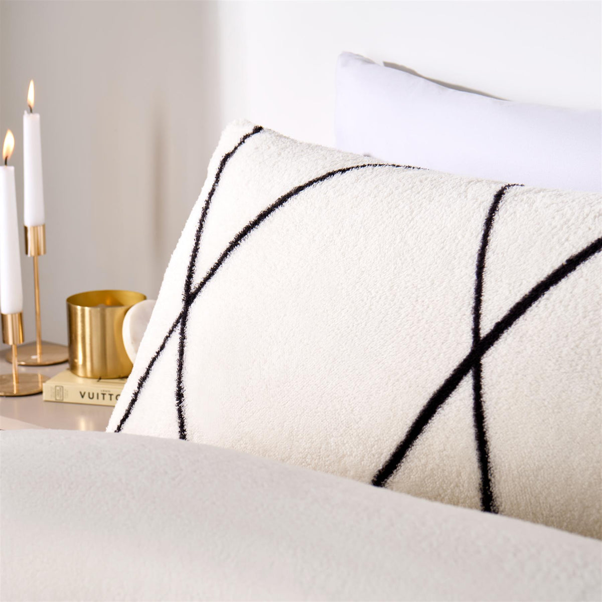OHS Diamond Check Bedding Set Teddy Fleece Winter Duvet Cover with Pillowcase