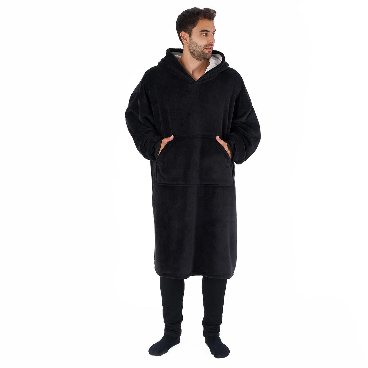 OHS Extra Long Hoodie Blanket Oversized Soft Sherpa Fleece Giant Sweatshirt