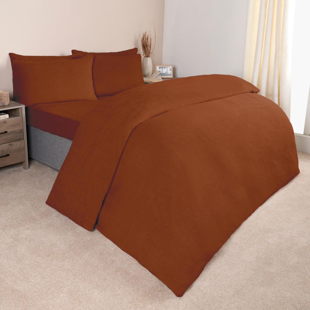 OHS Teddy Fleece Duvet Cover with Pillow Case Thermal Warm Bedding Set
