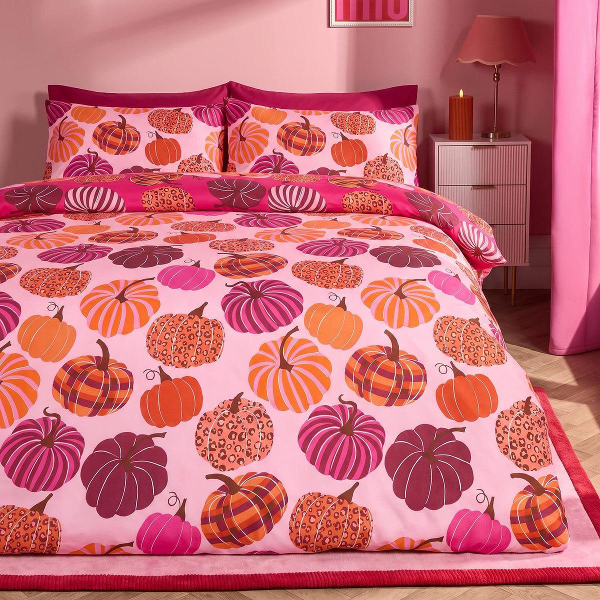 OHS Pumpkin Duvet Cover Set Halloween Autumn Bedding Microfibre Reversible