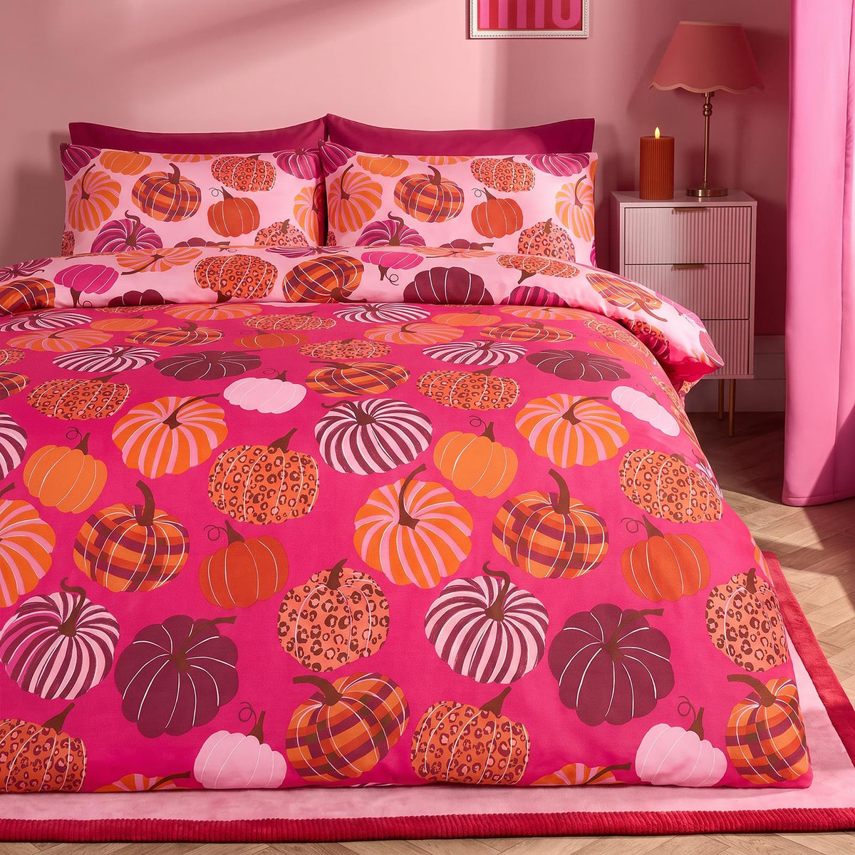 OHS Pumpkin Duvet Cover Set Halloween Autumn Bedding Microfibre Reversible