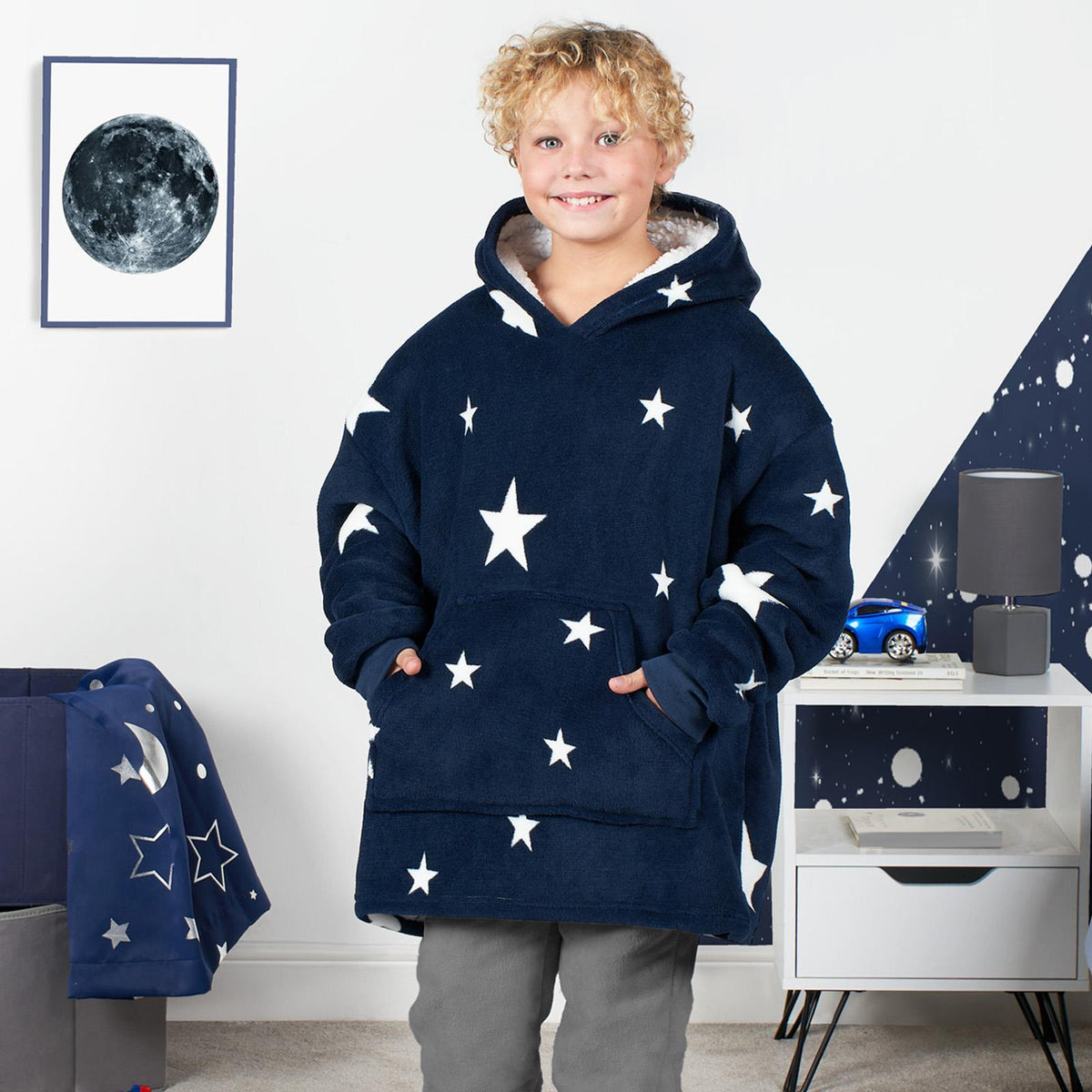Kids Hoodie Blanket Oversized Sherpa Fleece Jumper Sweatshirt Soft Warm Throw