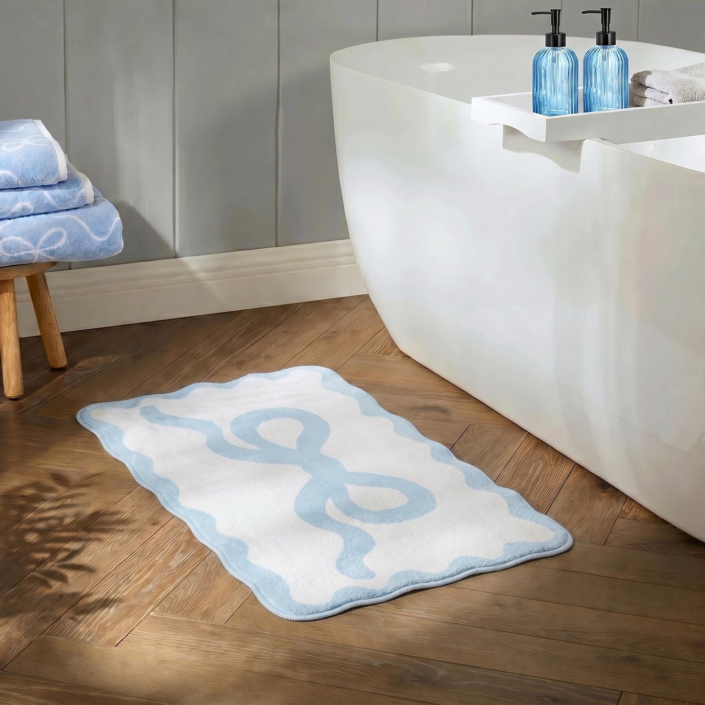 OHS Bows Bath Mat Soft Velvet Quick Dry Non-Slip Bathroom Shower Rug