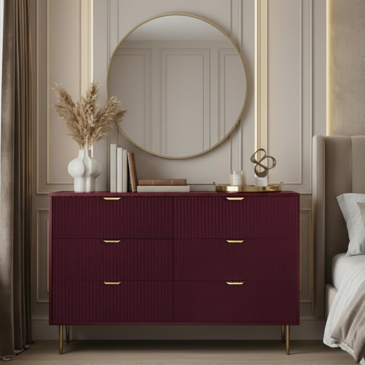 OHS Ribbed Drawer Unit Bedside Table 3/4/5/6 Draw Cabinet Nightstand Sideboard
