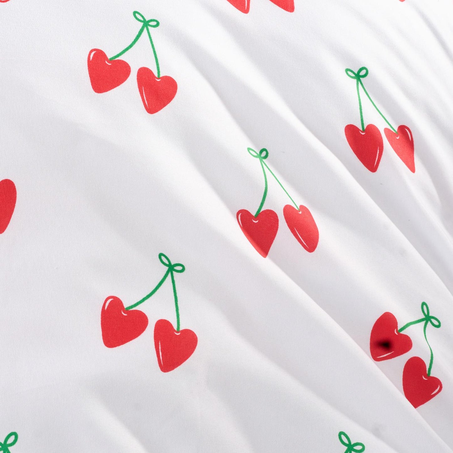 OHS Frill Edge Duvet Cover Set with Pillowcase Cherries Microfibre Bedding
