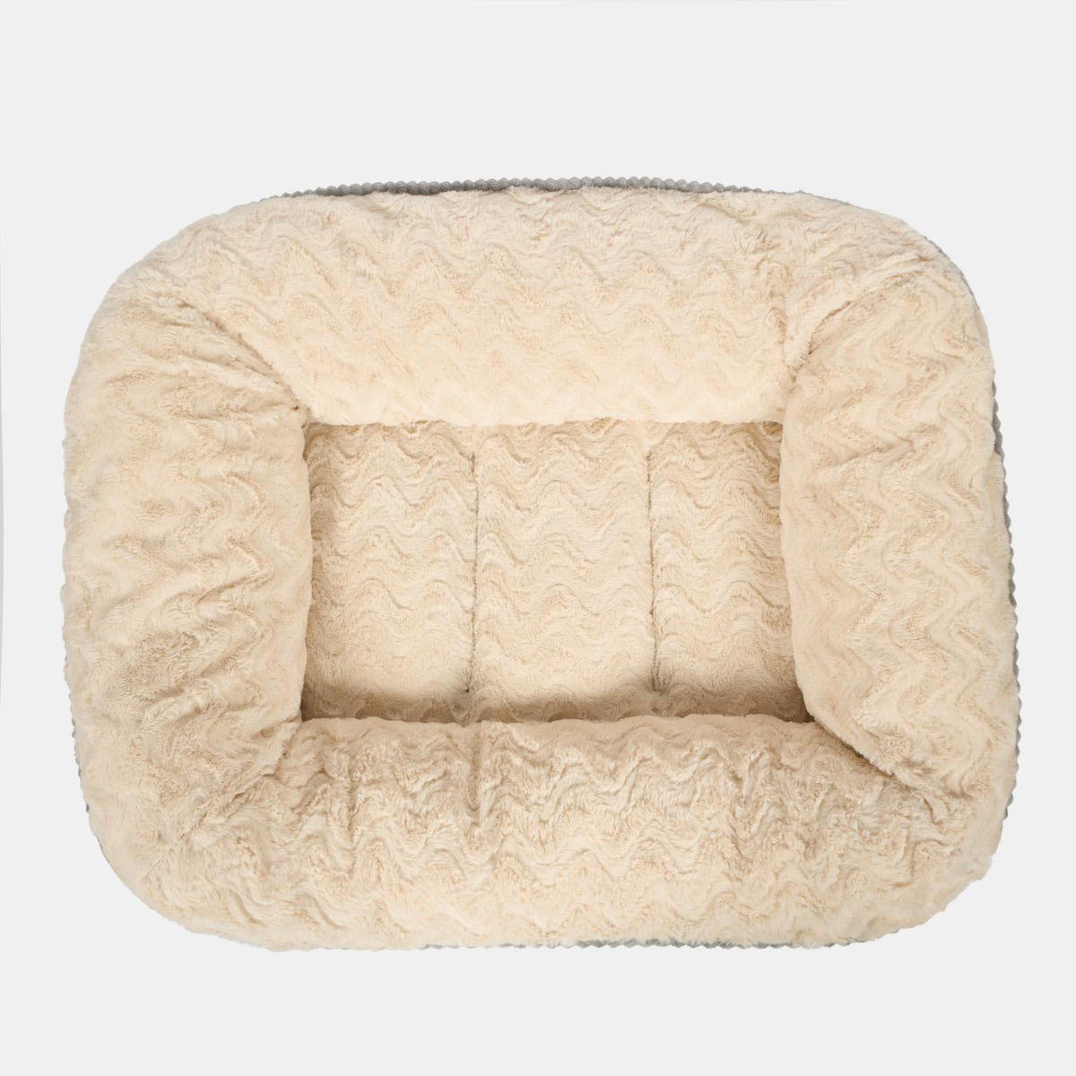 Dog Bed Washable Plush Soft Faux Fur Fleece Ribbed Pet Basket Cushion Warm Cosy