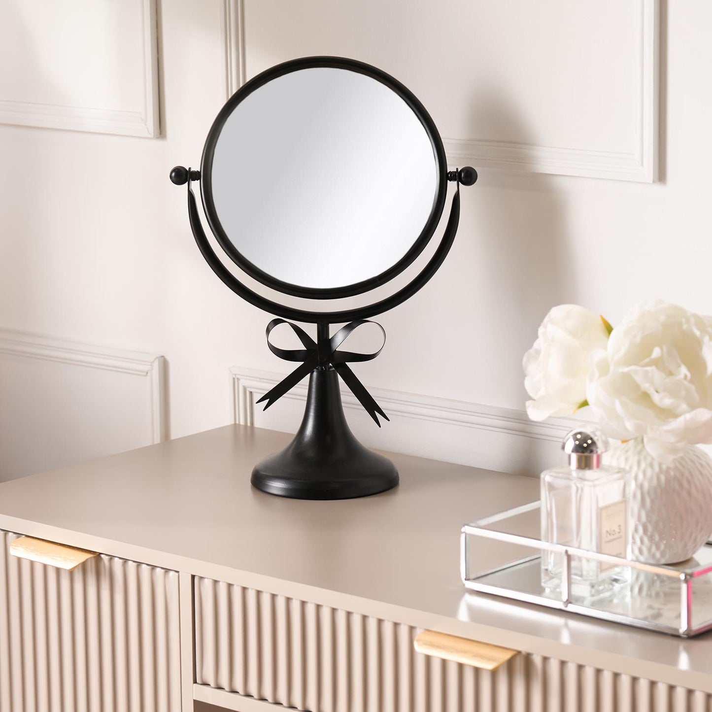 OHS Bow Swing Mirror Countertop Free Standing Pedestal Vanity Mirrors