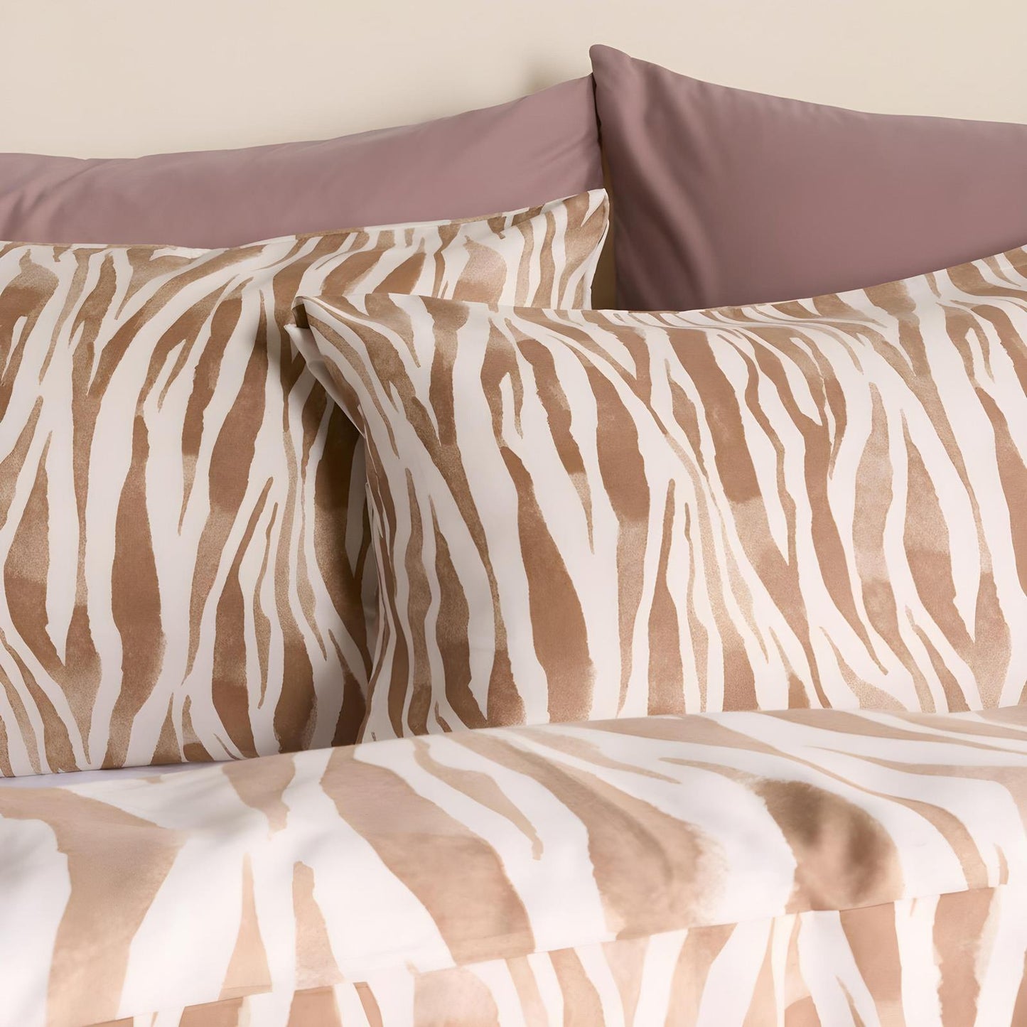 OHS Watercolour Bedding Set Zebra Print Microfibre Duvet Cover with Pillowcase