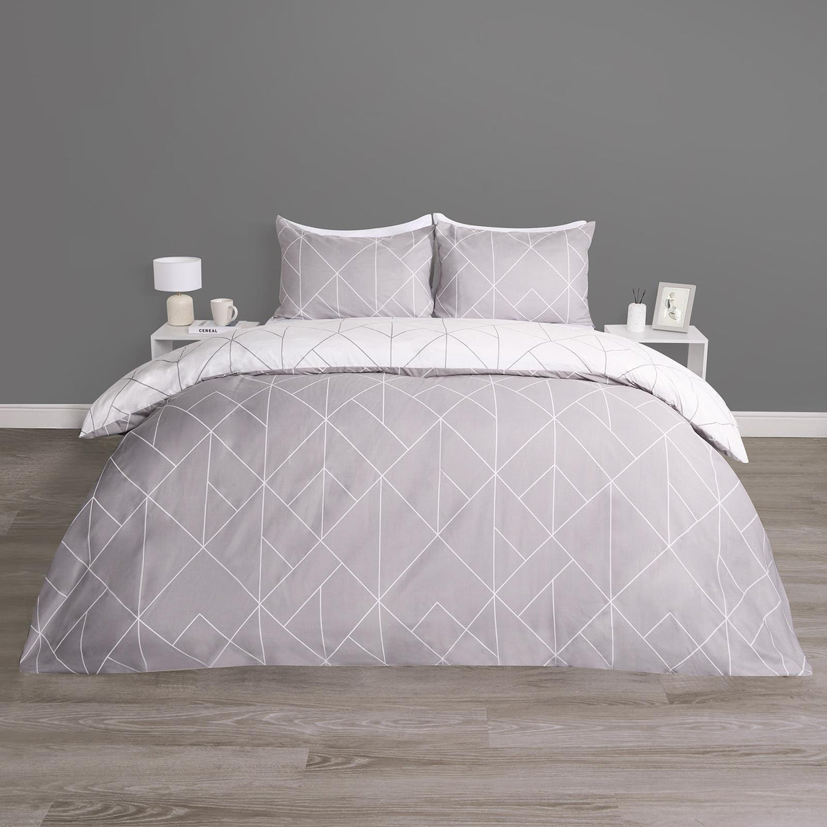 OHS Geometric Reversible Bedding Set Soft Quilt Duvet Cover with Pillowcase