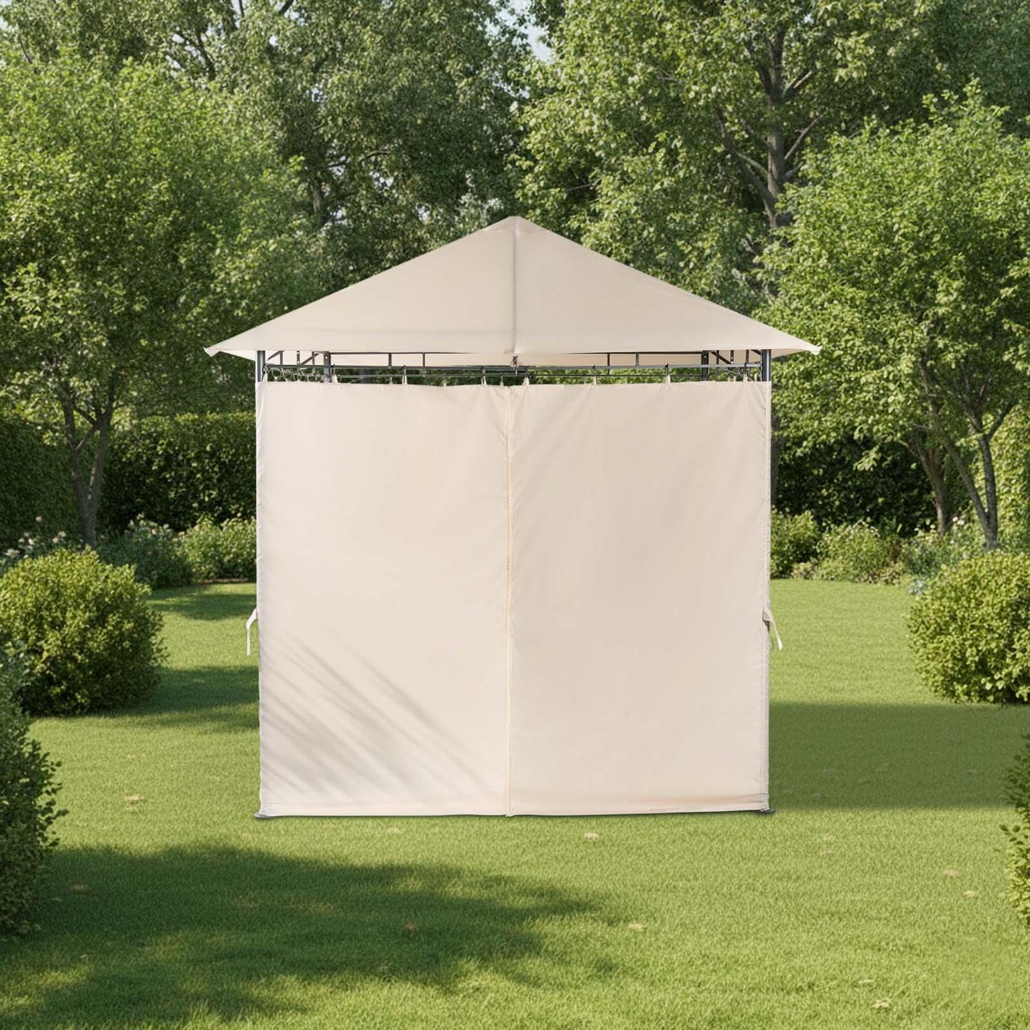 OHS Metal Garden Gazebo with Curtains Outdoor Party Tent Canopy Waterproof