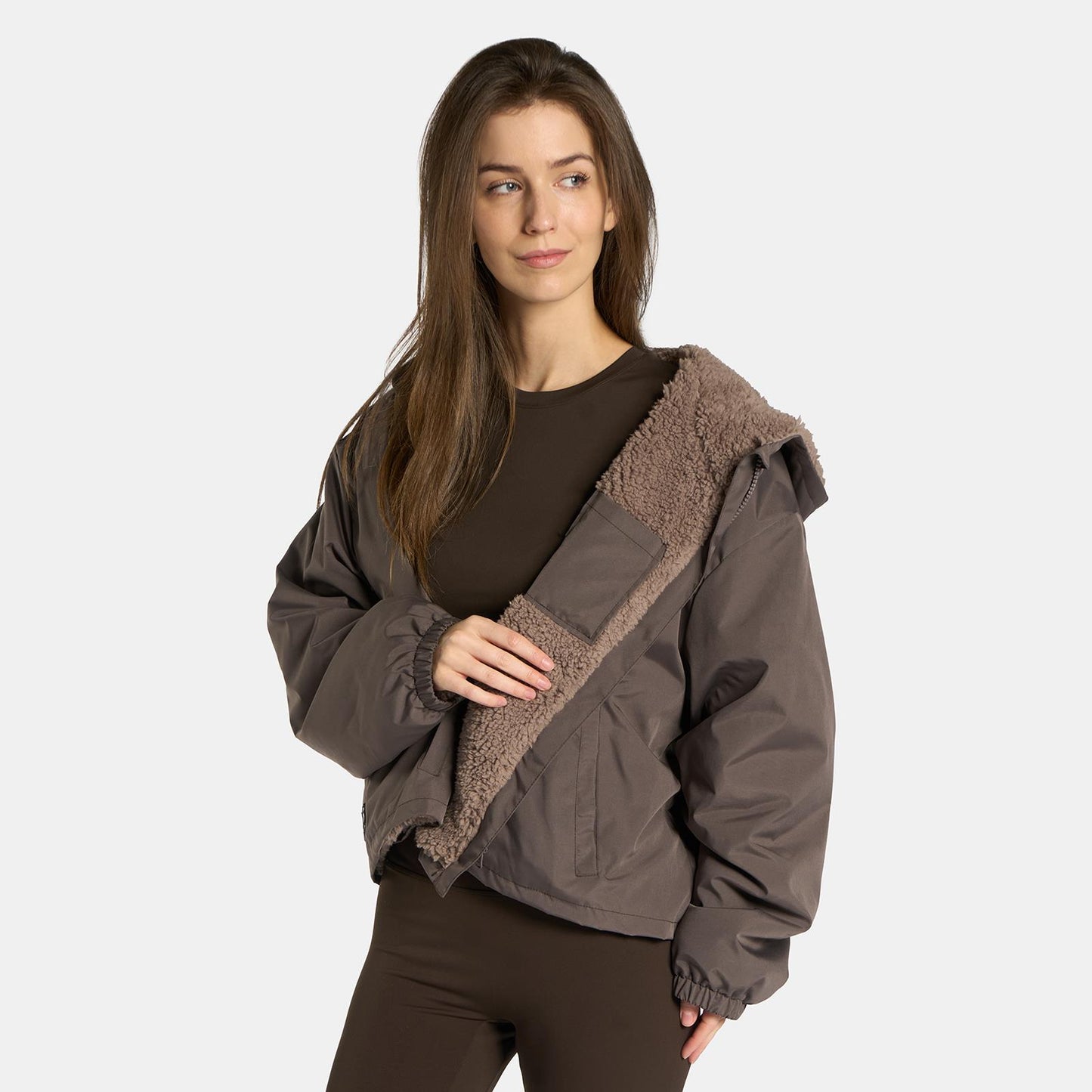 OHS Plain Drying Changing Robe Sherpa Water Resistant Cropped Jacket Outerwear