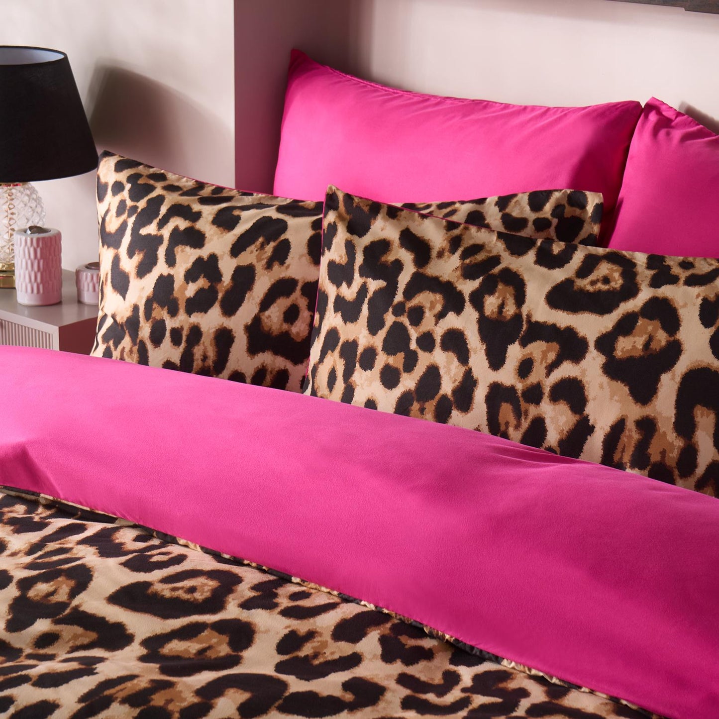 OHS Leopard Reversible Duvet Cover Microfibre Bedding Set with Pillowcase