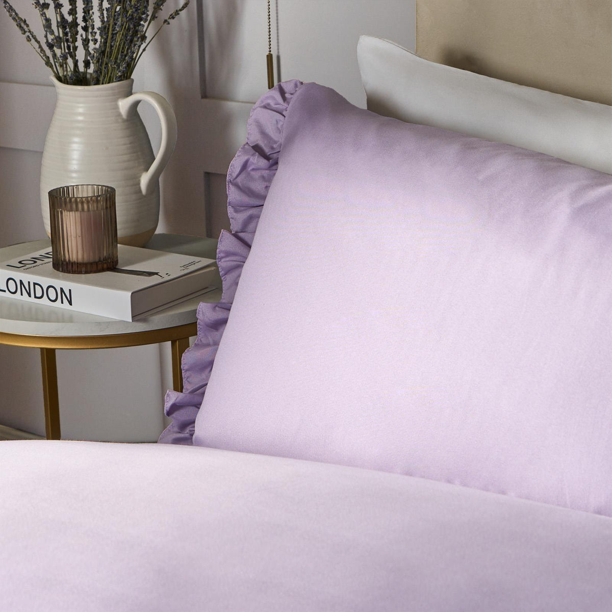 OHS Frill Edge Bedding Set Microfibre Decor Duvet Cover with Pillowcase