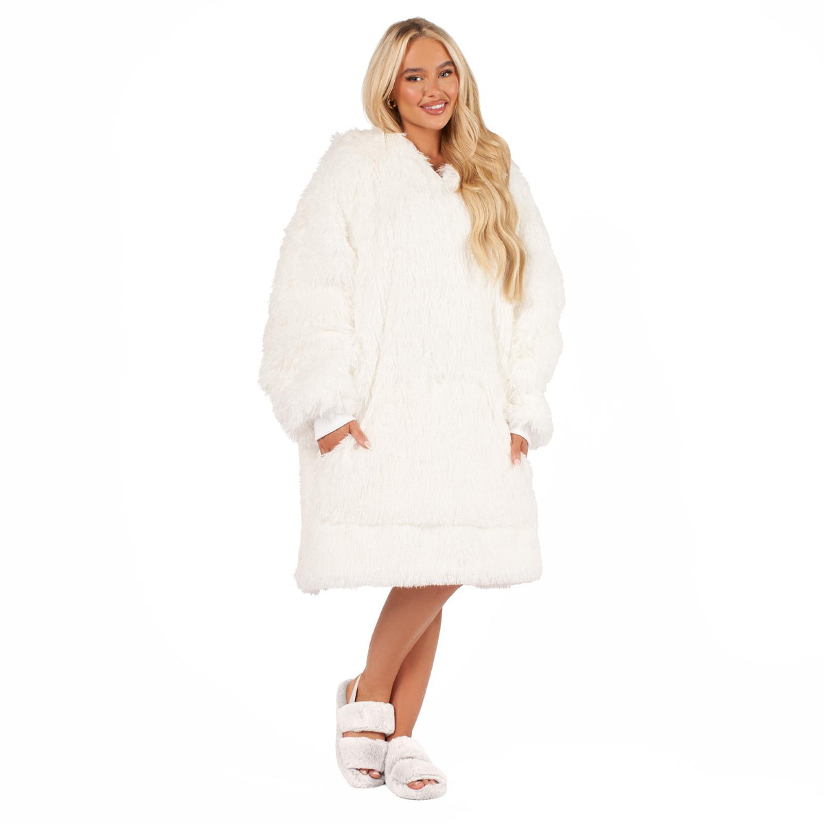 Sienna Fluffy Shaggy Hoodie Blanket Oversize Sherpa Plush Fleece Warm Soft Throw