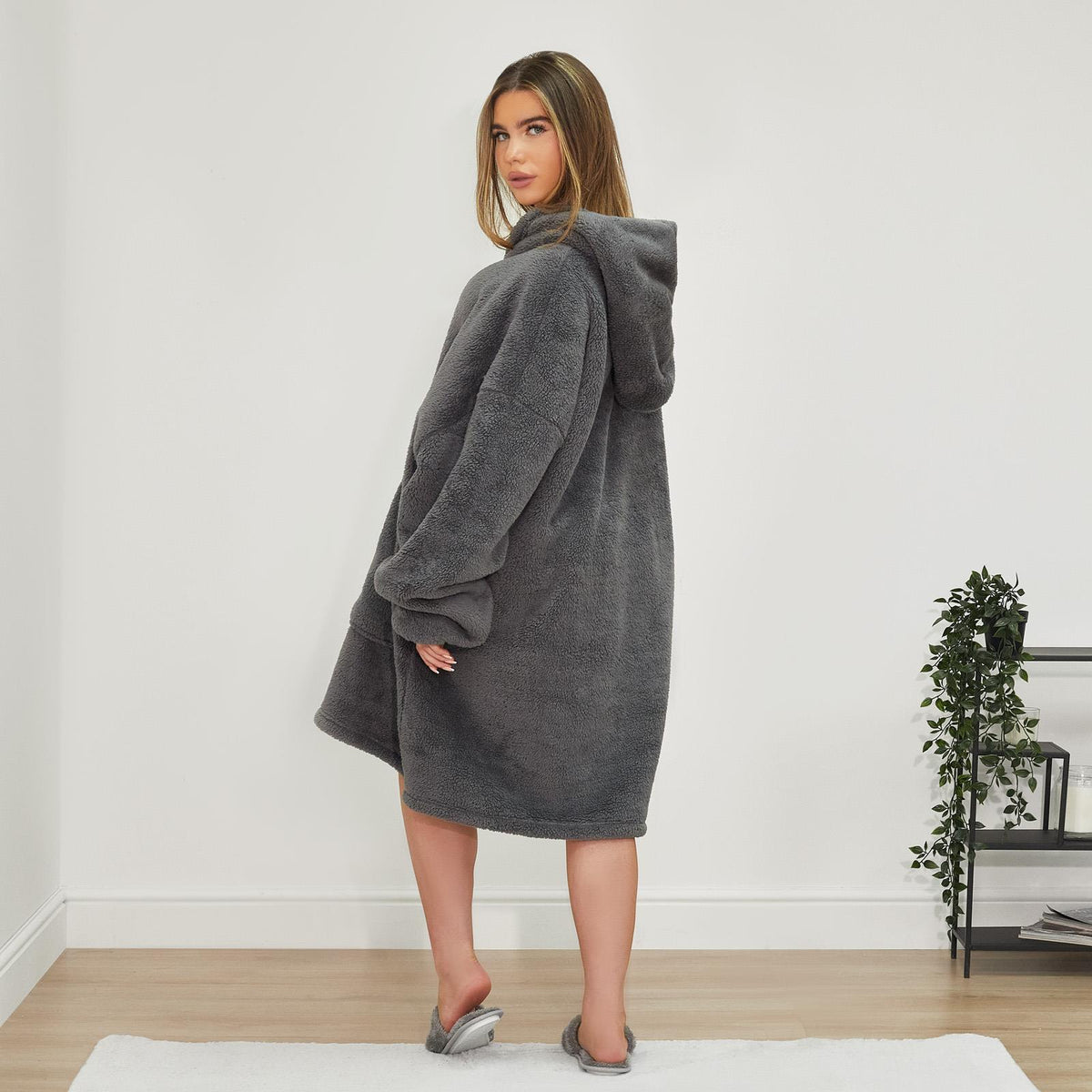 OHS Teddy Fleece Sherpa Lined Hooded Blanket Soft Oversized Adults Throw