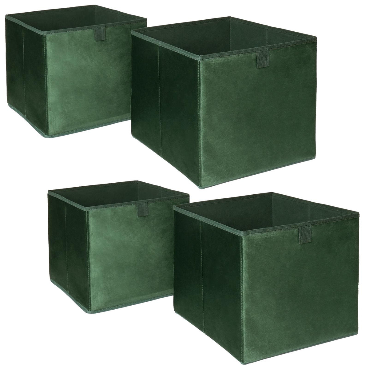OHS Multi Pack of Matte Velvet Storage Boxes Stylish Foldable Set Square Cube