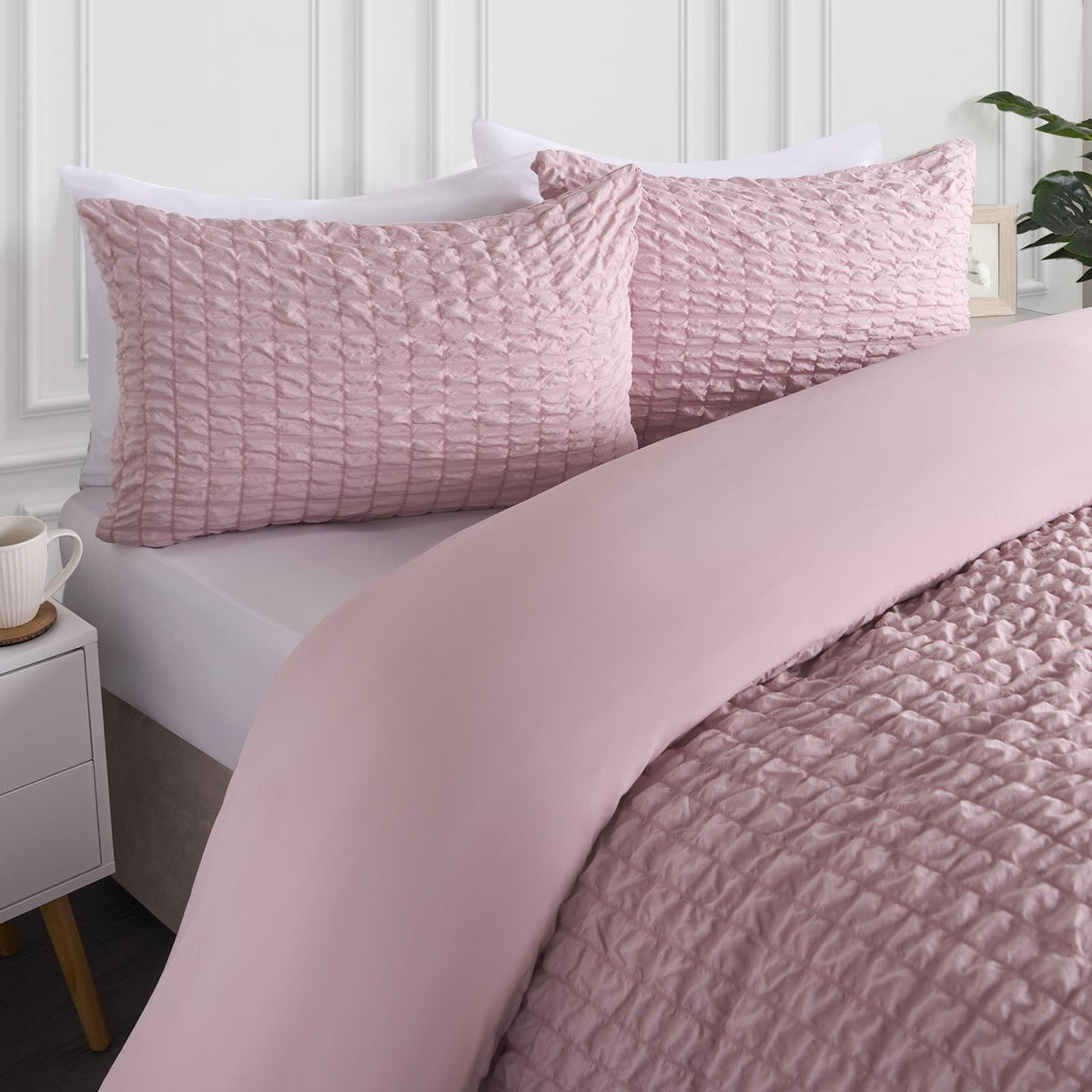 Luxury Seersucker Duvet Cover Set Geo Pillowcase Quilt Bedding Double King Size