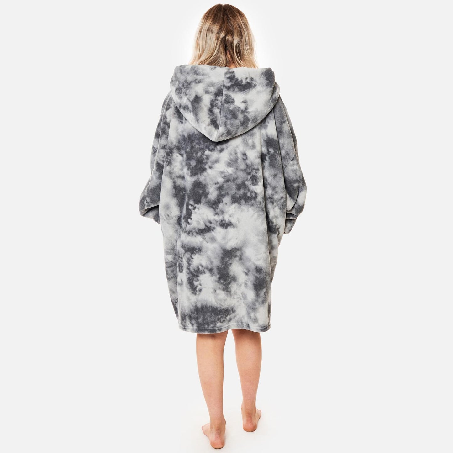 OHS Oversized Sherpa Tie Dye Hoodie Zip Up Womens Sweatshirt Cardigan UK