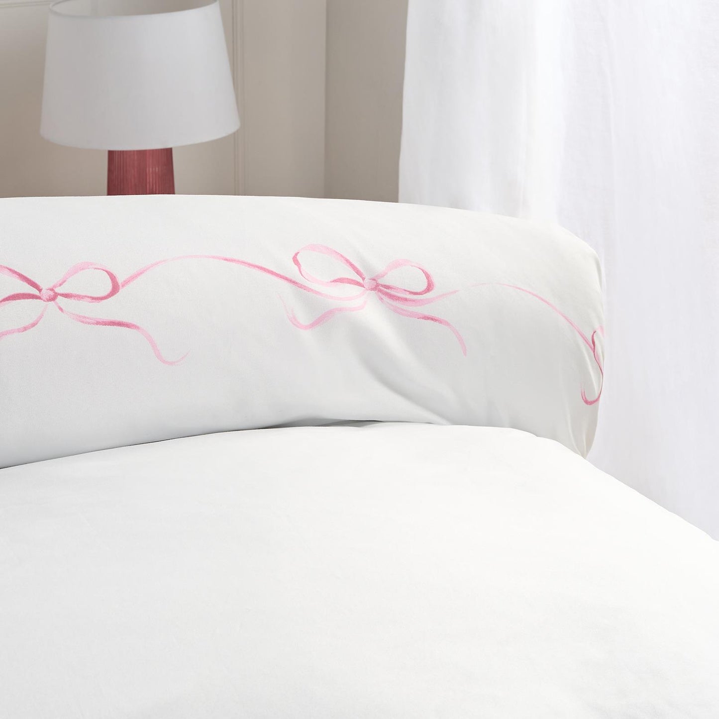 OHS Bow Border Bedding Set Microfibre Print Duvet Cover with Pillowcase