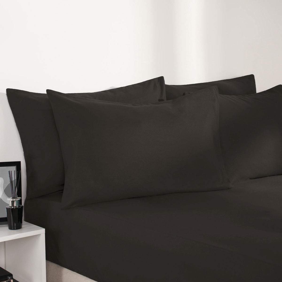 OHS Plain Duvet Cover & Pillowcase Reversible Bedding Set OR Fitted Sheet