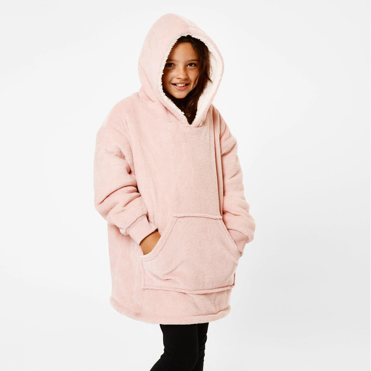 Kids Hoodie Blanket Oversized Sherpa Fleece Jumper Sweatshirt Soft Warm Throw