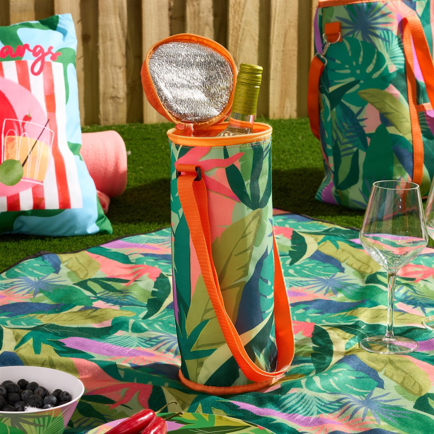OHS Printed Picnicware Wine Cooler OR Picnic Blanket OR Bag Plates Bowls Glasses