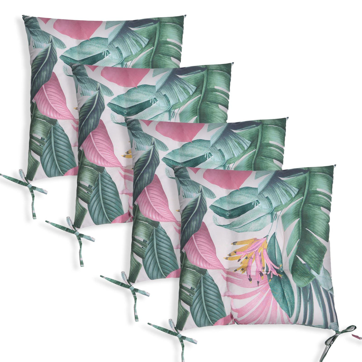 OHS Seat Pads 2 Water Resistant Outdoor Cushions Garden Chair Covers Ties