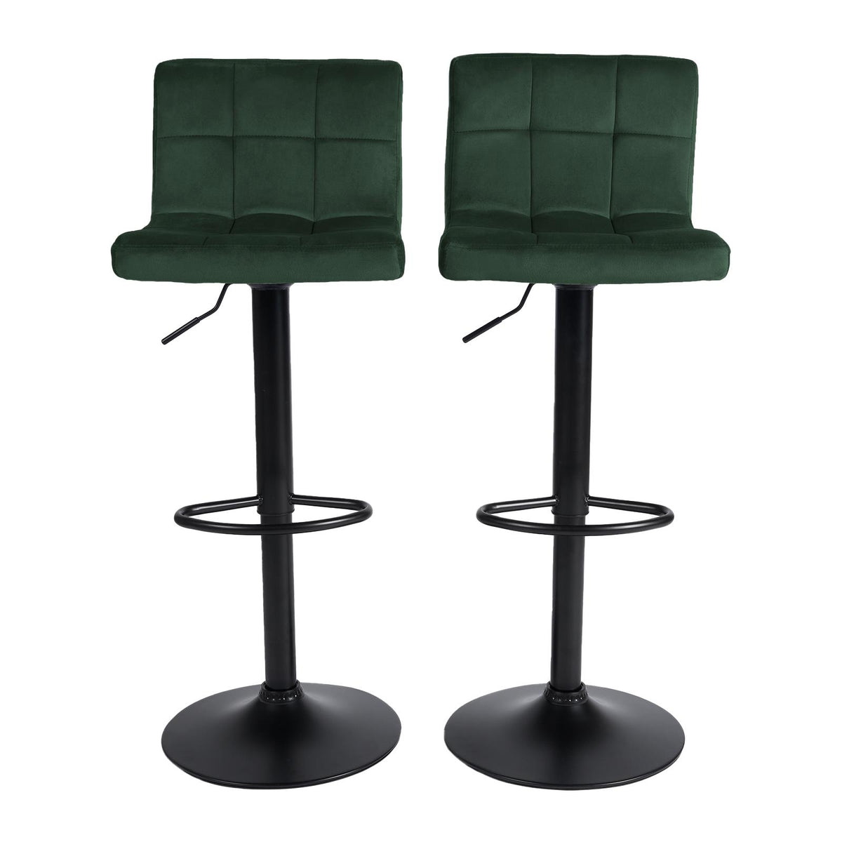 Adjustable Bar Stools x 2 Velvet Swivel Pub Seat Kitchen Breakfast Counter Chair