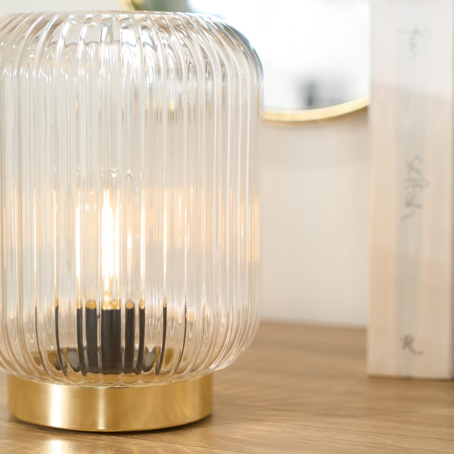 OHS Glass Cordless Lamp LED Battery Operated Decorative Table Night Light