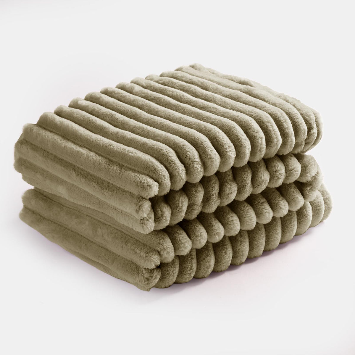 OHS Faux Fur Ribbed Fleece Throw Over Bed Blanket Warm Supersoft