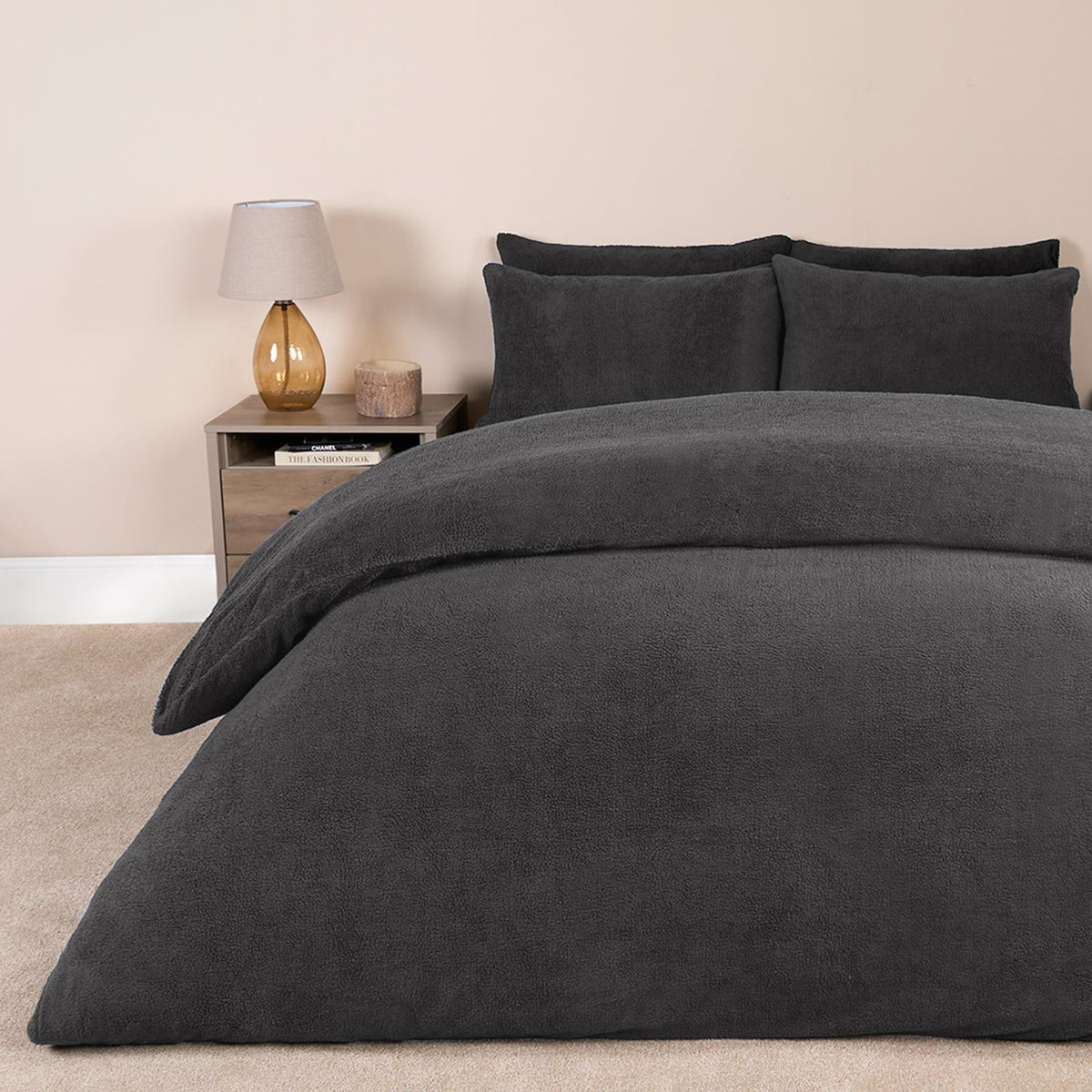 OHS Teddy Fleece Duvet Cover with Pillow Case Thermal Warm Bedding Set